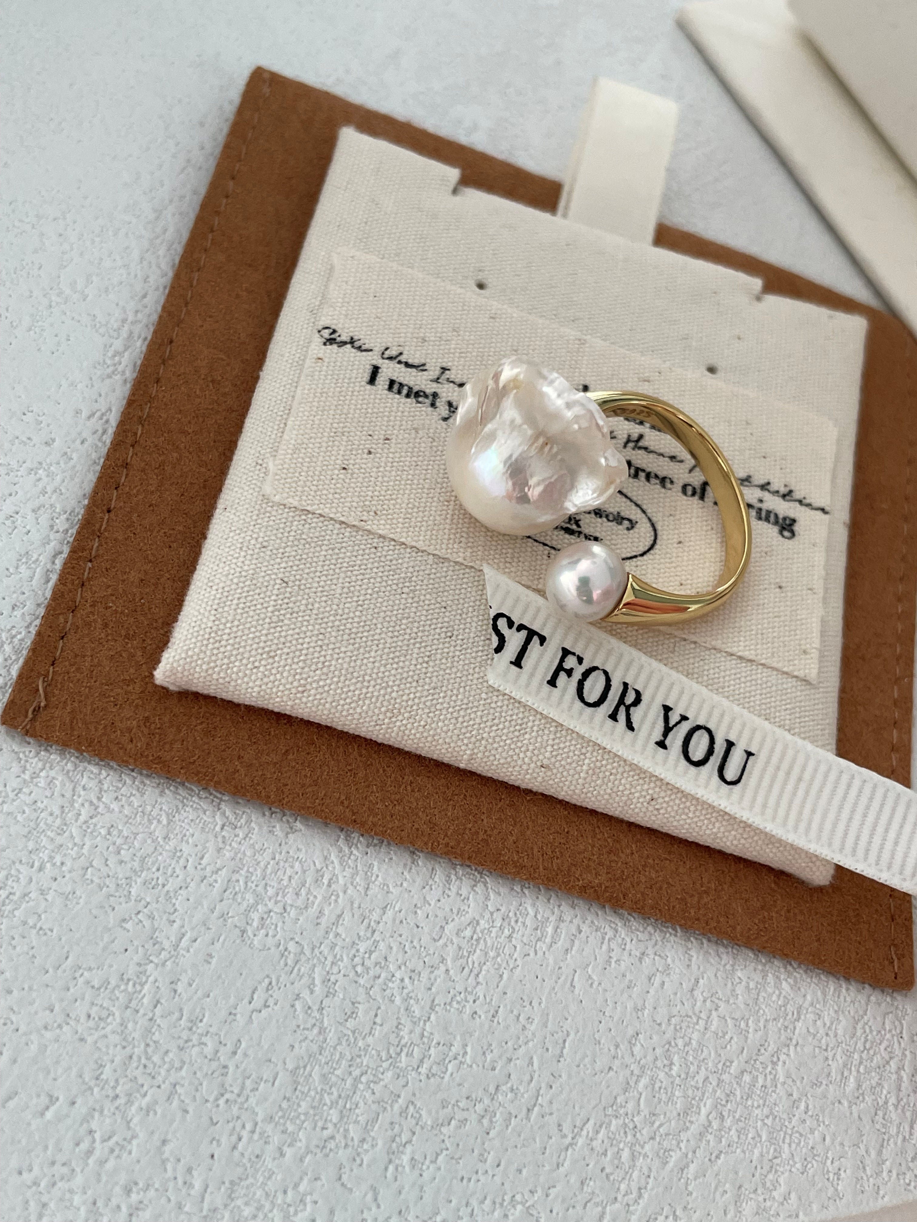 Unique Baroque Pearl Ring Irregular Open Design Cocktail Ring