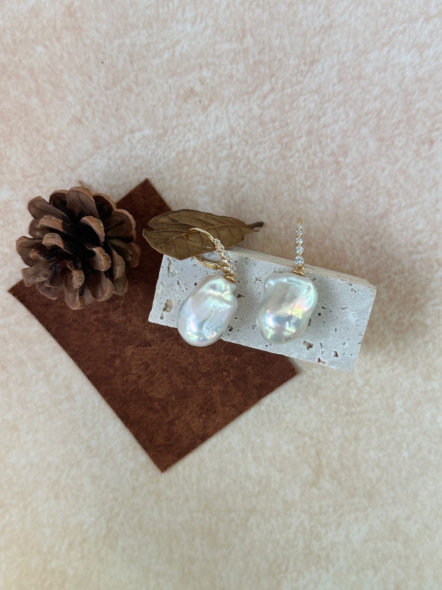 Baroque Pearl Drop Earrings Vintage Inspired Bridal Wedding Jewelry