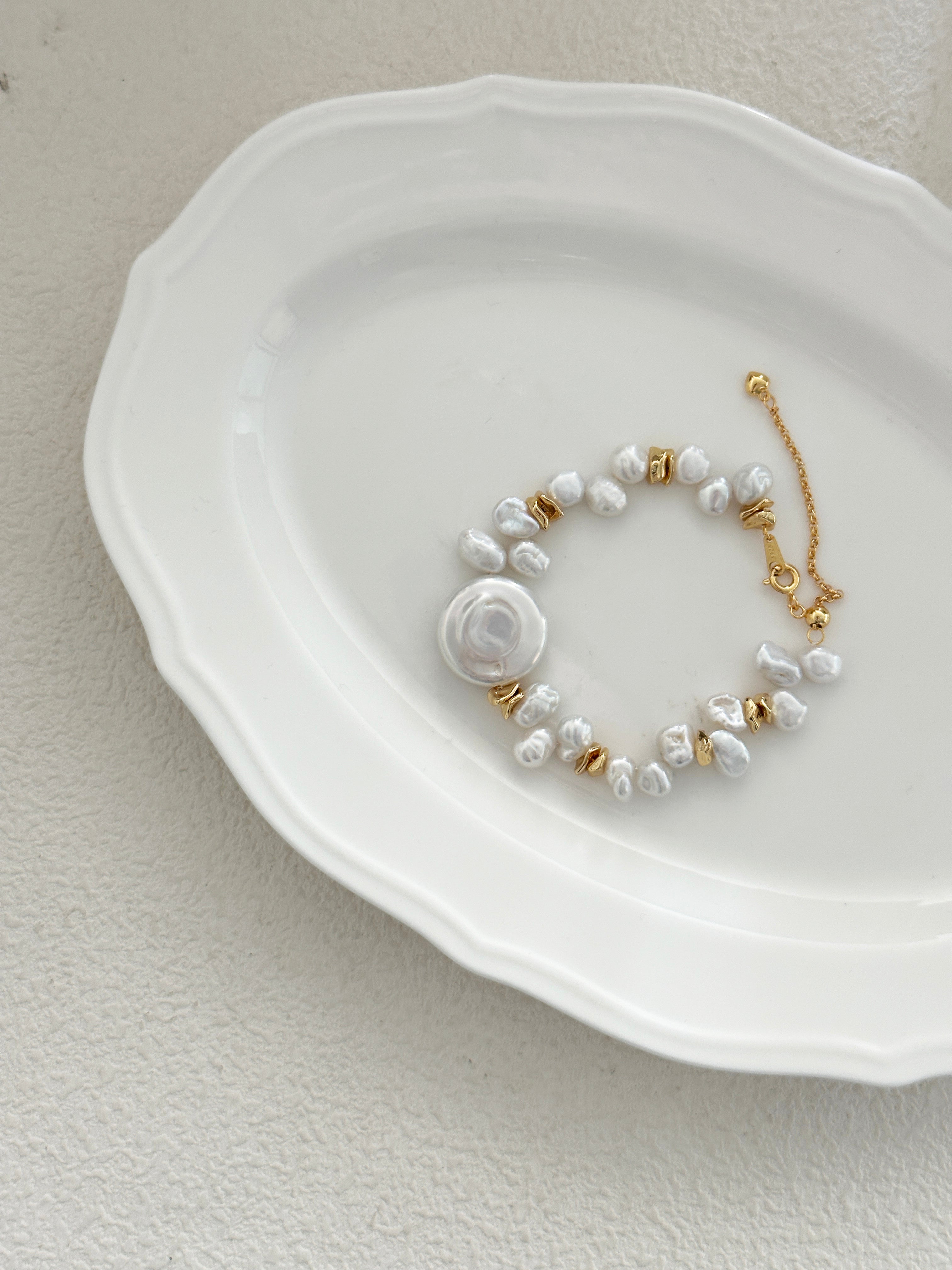 Dainty Strand Natural Keshi Pearl Adjustable Slider Bracelet Jewelry