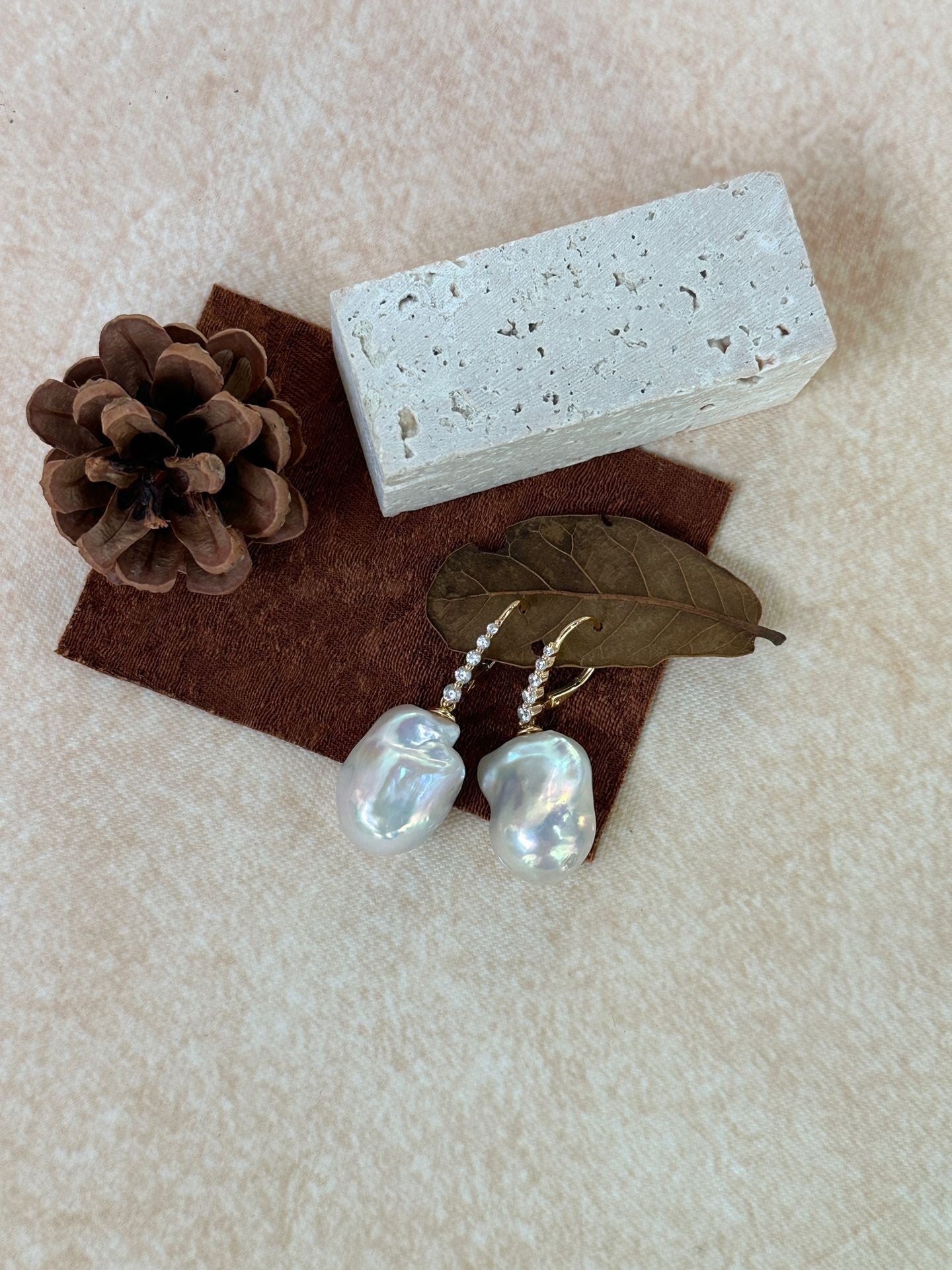 Baroque Pearl Drop Earrings Vintage Inspired Bridal Wedding Jewelry